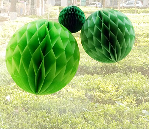 YLY's love Papier Wabenball Dekoration 15er 8cm 15cm 20cm Papier Honeycomb Balls pompom Deko zum Aufhängen Seidenpapier für Geburtstag Hochzeitsfest Party Brautduschen Wohnungdeko (Grün Set)