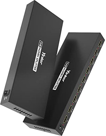 Yinker 4K HDMI Splitter 1 in 8 Out, 4K@30Hz 1x8 HDMI Splitter 8 Way Powered Distributor Duplicate Mirror, 1 Input 8 Output
