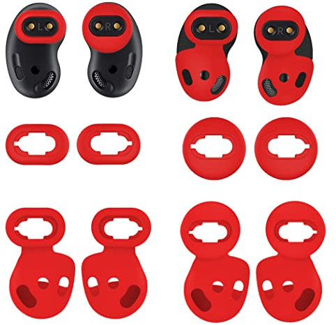 4 Pairs Galaxy Buds Live Ear Tips Ear Hooks Kit Set, Small/Large 2 Size Silicone Anti-Slip Fit in Case Rubber Ear Buds Wings Eartips Compatible with Samsung Galaxy Buds Live - Mystic Red