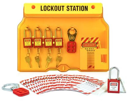 Boviisky Lockout Tagout Station with 5 Safety Padlocks, 2 Hasps,25 Lockout Tags, 25 Nylon Ties,Loto Station for 4 Safety Padlocks, 7052