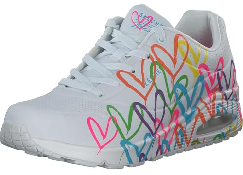 Skechers Femme Uno Highlight Love Basket, Blanc et Imprimé C Urs Duraleather Blanc, 36.5 EU