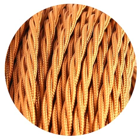 5 Meter Vintage 3 Core Twisted Electric Cable Fabric Covered Wire Italian Braided 0.75 mm Electrical Cable Flexible Wire for Lighting Other Appliances (Light Gold)