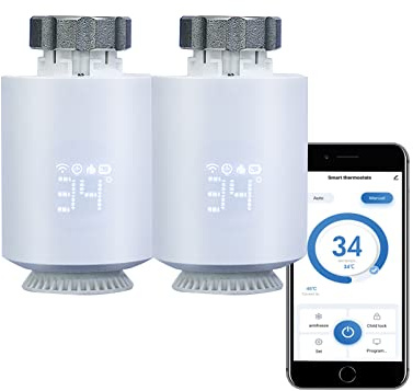 Qiumi Zigbee TRV Heizkörperthermostat, programmierbares Thermostatventil | Sprachsteuerung mit Alexa, Anschlussgewinde M30 x 1,5, präzise Temperaturregelung für Heizkörpersysteme