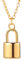 Dehumi Vintage Chunky Thick Link Chain Necklace for Women Padlock Couple Pendants on Neck Jewelry Gifts,Gold