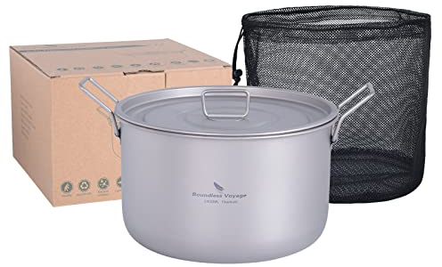 iBasingo 2.4L Camping Cooking Pot Outdoor Titanium Cookware Sauce Pot Solo Hot Pot Lightweight Portable Travel Saucepan Cooking Kit Backpacking Equipment Ti2108C