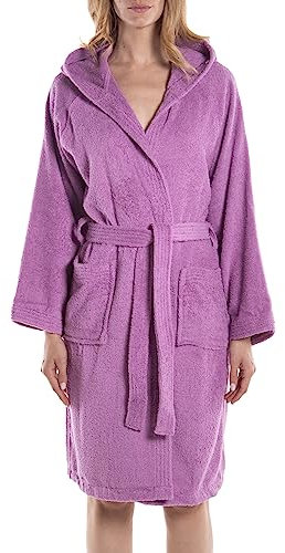 Caleffi Peignoir pour Adultes, Femmes, Hommes, Unisexe avec Capuche, éponge Douce en Coton hydrophile 450 g/m², Lavable en Machine à 40 °, sèche-Linge, Taille 1009886, Rose, L/3XL Mixte
