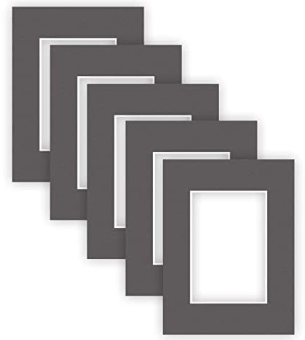 nielsen Conservation Passepartout Karton 1,5 mm | 5er Set | Außenformat 18x24 cm für Bildformat 10x15 cm | Graphitgrau (dunkelgrau) | strukturierte Oberfläche