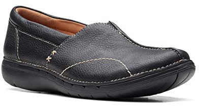 Clarks Womens Loafers Loafer, Black Leather, 7