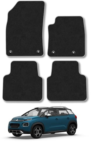 Citroen C3 Aircross (2017-2024) Carpet Car Mats | Grey Edge Trim Tailored Fit Floor Mats Full Coverage Protection Accessories Easy Clean Anti Slip Made in the UK
