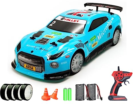RACENT Ferngesteuertes Auto für Kinder ab 8 Jahren – 2,4 GHz RC Driftauto (Maßstab 1:14) mit LED-Lichtern (Blau)