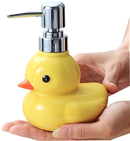 Niedliche Keramik-Seifenspender, Enten-Design, mit Edelstahl-Pumpe, Seifenflasche oder Lotionsflasche