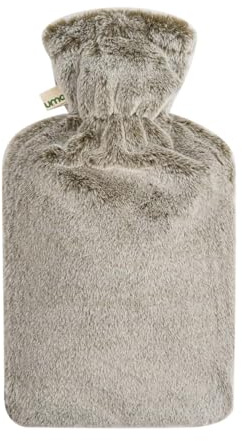 Premium Wärmflasche 2 Liter mit hochwertigem Supersoft Kunstfell Bezug mit extra Fütterung und Reißverschluss - (Braun)