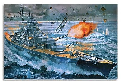 WARL Vintage Krieg Poster Deutsches Schlachtschiff Schlachtschiff Bismarck Dekorative Malerei Leinwand Kunst Bild 30 x 45 cm