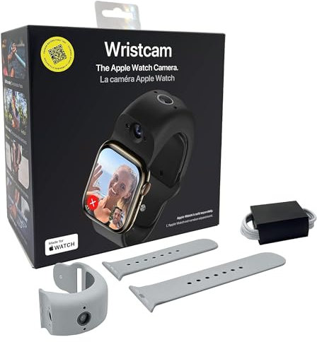Wristcam, Smart Dual-Camera Band per Apple Watch (Certificato Apple MFi), sensore da 8MP, Video Full HD/720P modalità Sport, PRO. Stabilizzazione dell'immagine, WiFi, IP68
