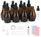 Reyshin 8 Pack Pear Shaped Amber Glass Bottles with Dropper Pipettes - Refillable Sample Bottles for Essential Oil, Massage, Aromatherapy & Eye Drops (Amber 30ml)