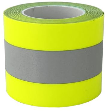 JINBING High Visibility Reflective Heat Transfer Vinyl Iron On Tape for Clothing 5cm x 5m (Yellow-Silver)