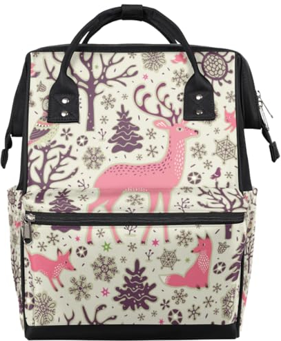 Tavisto Wickeltasche mit Herzmuster, multifunktional, wasserdicht, große Wickeltaschen für Mütter und Väter, Rot, Fuchs, Hirsch, Eule, Eichhörnchen, Fuchs, Hirsch, Eule, Eichhörnchen