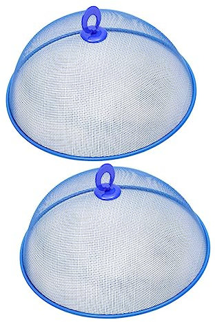 OUNONA 2pcs Metal Mesh Food Cover Net Food Covering Sheet Blue Iron Mesh Tent for Dinner Table