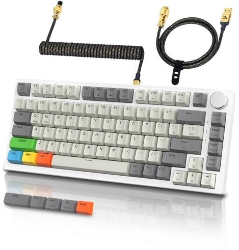 ATTACK SHARK K85 Mechanische Gaming-Tastatur mit Spiralkabel, Anpassbares Ansprechverhalten, Magnetschalter, Apex Pro TKL RGB Gasket Keyboard QWERTY mit Drehknopf, Unterstützt DKS/MT/TGL, für PC/MAC