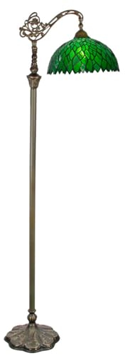 Retro Tiffany Wohnzimmer Stehleuchte Mit Fußschalter Ø30CM Grünem Glas Leselampe Bar coffe Stehlampe verstellbar Lampenfassung Vintage Beleuchtung für Schlafzimmer Cafe Standleuchte H165cm