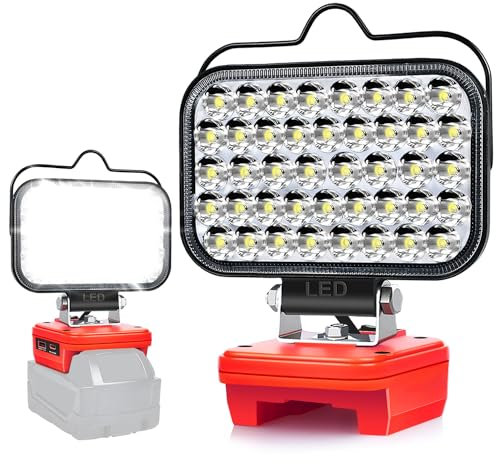 Cordless LED Work Light for Milwaukee 18V M18 Battery, Portable Flashlight Job Site Tool for M18, Lamp Flood Light Spotlight for Repairing/Outdoor Camping/Fishing/Emergency (No Battery)