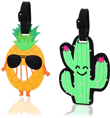 2Pièces Etiquette Bagage été Plage Étiquette Valise Avion Étiquette Valise Avion Étiquette de Voyage Étiquettes Porte Adresse Porte Mignon Etiquette Bagage pour Valise Bagage Sacs à Dos Voyages,Ananas