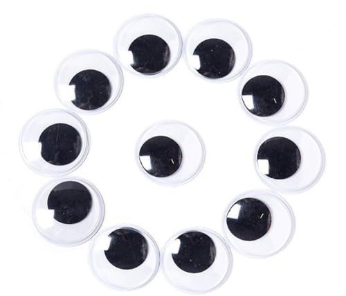 Qikaara 60 Stück Selbstklebende Wackelaugen groß 35mm Kulleraugen Selbstklebend Kunststoff Augen zum Basteln Puppe Augen Schwarze Bastelaugen Big Wiggle Googly Eyes für DIY Kunsthandwerk Dekoration