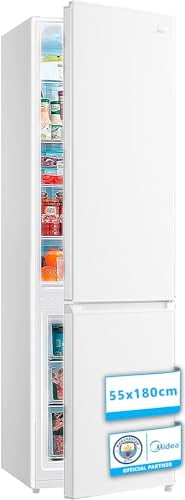 Midea Frigorífico Combi No Frost 55 cm ancho x 180 cm Blanco - Nevera libre instalación 199 L + 71 L Congelador - Refrigerador de bajo consumo con congelador vertical | Color Blanco