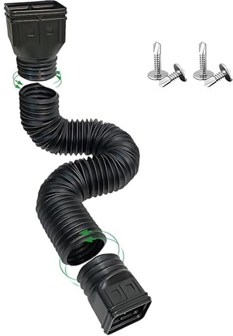 PE Flexible Downpipe, Black Rain Gutter Extension, 21 to 60 Retractable Pipe, 3 to 4 Anti-Blocking Gutter Drain