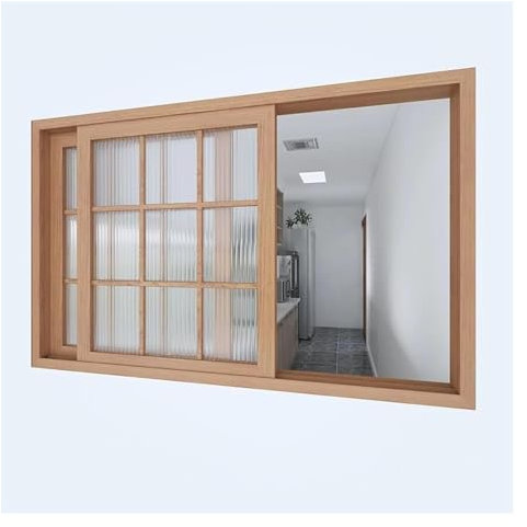 Großes Heckfenster für Schuppen, Wohnmobil, Ersatz-Fensterrahmen aus Holz mit Glas für Häuser/Haustür, 99 x 89 cm, Kellerfenster