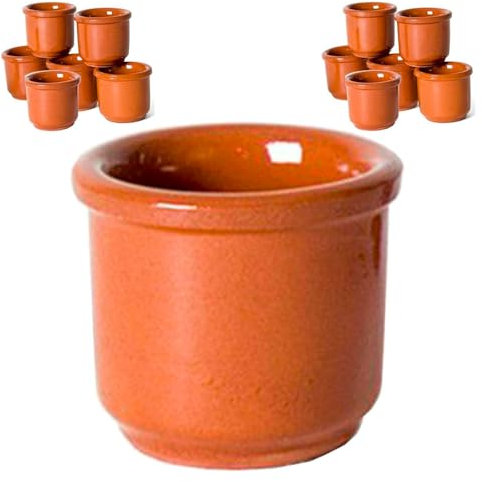 Acan Tradineur - Pack de 12 vasos de barro para chupito, 5 cl, diseño tradicional, servir licores, vino - 4,5 x 5 cm