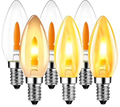LVWIT LED Kerzen Glühbirne Flackernde Flamme E14 Warmweiss 1W, Flammeneffekt Stimmungslicht Flackerlampe 1800K für Zuhause Garten Bar Halloween Weihnachten, Ersetzt 3W Glühlampen, 6er Pack