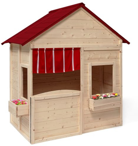 IDMarket - Casoneta infantil de madera, cabaña de juegos al aire libre