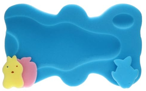 Milisten Newborn Bath Cushion Blue Sponge Baby Bath Seat Support Mat with Anti-Skid and Scientific Protection for Baby's Neck and Back