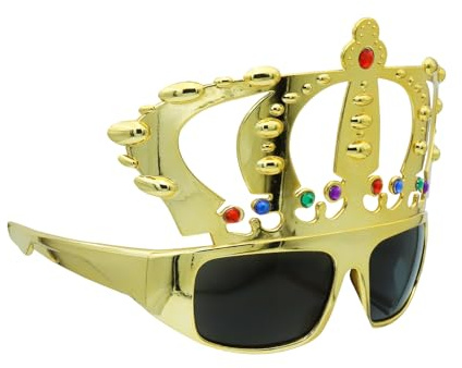 VOSSOT Krone König Lustige Sonnenbrille,Gold Brille,Party Brillen Lustig,Hässliche Sonnenbrillen,Sunglasses Männer Accessoires,Geburtstagskönigin-brille Spassbrillen für Heren und Frauen Party