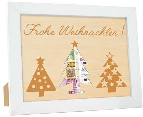 Frohe Weihnachten Geldgeschenke, Geldgeschenke Weihnachten Bilderrahmen 30 x 20cm mit Weihnachtsmann-Motiv, Geldgeschenke Verpackung Weihnachten, Weihnachtsgeschenkidee für Familie Freunde Frauen