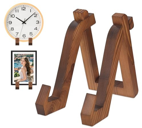 Xyvor Tellerständer Zur Aufsteller Holz Zur, 6 Zoll Tellerständer Holz | Tellerhalter Ständer, Deko Tellerhalter, für Foto, Bücher, Bild, Bilderrahmen (Vintage-Farben, 10.2 x 16.5 x 15.2cm )