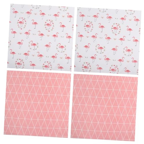 AKOOSY 4 Stück Baumwollstoff Flamingo 50x50cm Weicher Patchworkstoff Selbstgemacht Basteln Nähen Quilt Patchwork Materialien