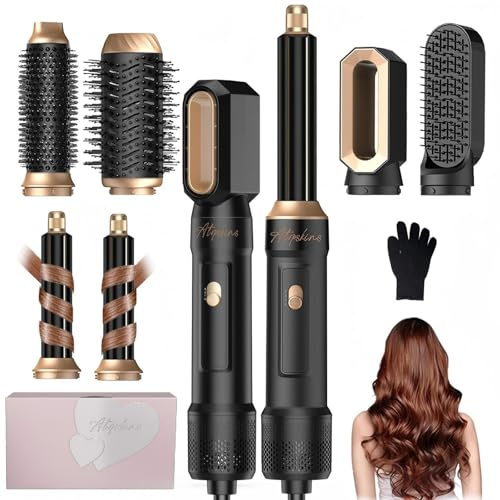 Atopskins Haarstyler Hairstyler 6 in 1 Warmluftbürste Air Brush 6 in 1 Air Styler Set, Föhnbürste Set Mit 30mm Airflow Lockenstab| 1000W Haartrockner| Rundbürstenföhn, Geschenkset für Frauen Styling