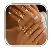 Uwiyo 12 Stück Gold Silber Chunky Ringe für Frauen, Gold Silber Verstellbare Stapelbare Ringe Vintage Knuckle Ring Einfacher Offen Rings Chunky Dick Goldringe Silberringe für Damen