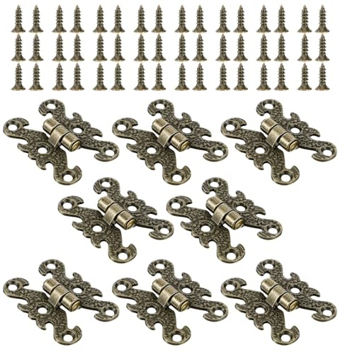 8Pcs Vintage H-Shape Hinge, Antique Mini Decorative Hinges Jewelry Box Folding Hinges with Screws for Small Wooden Boxes, Jewelry Boxes, Cupboard, Gate Cabinet, Toolbox Decoration