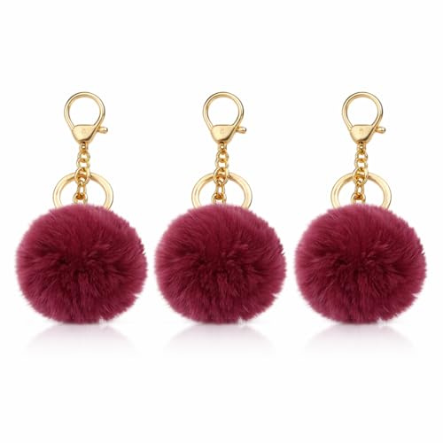 NOVAGO Pompons Porte Clé Bijou de Sac à Main en véritable Poil de Lapin, Toucher Doux Garanti