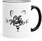 MoonWorks Kaffee-Tasse Cat Mama Kaffee-Becher farbige Kante Teetasse Keramiktasse schwarz Unisize