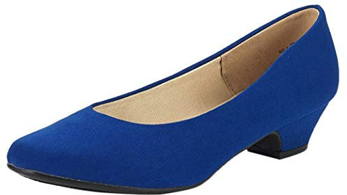 DREAM PAIRS Womens Mid Block Heels Ladies Low Court Shoes Party Wedding Shoes Round Toe Pumps Mila,Size 5,Royal/Blue,Mila