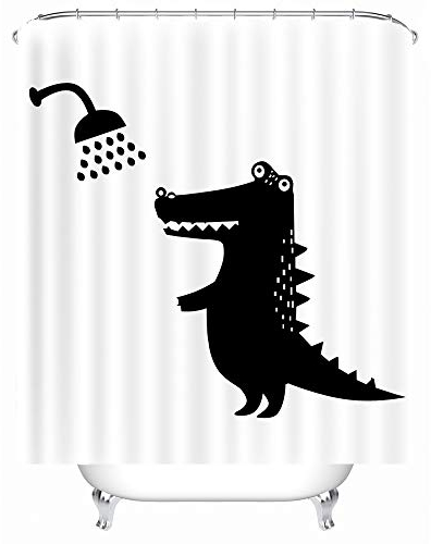 Xlabor Lustig Tier Schatten Duschvorhang 240x200cm Wasserdicht Anti-Schimmel Polyester Textil Stoff Badewannevorhang Shower Curtain Krokodil 240x200cm