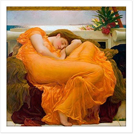 Artery8 Leighton Flaming June Painting Square Wooden Framed Wall Art Print Picture 16X16 Inch