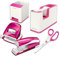 Leitz Wow Schreibtisch Accessoires (Weiß/Pink Metallic, 5-teiliges Set)