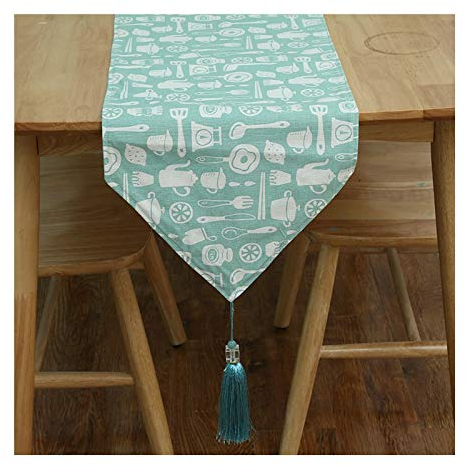 ANAZOZ Banderas Mesa Patrón de Vajilla con Borla Caminos Mesa Lino de Algodon Verde Blanco Bandera de Mesa de Decoración del Hogar 30x160CM