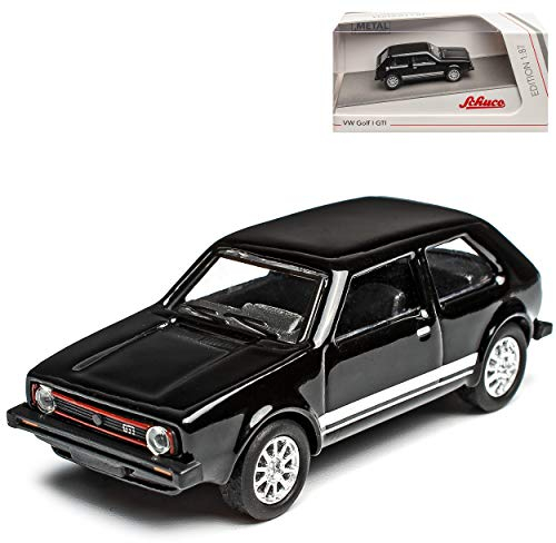Volkwagen Golf I 1 GTI 3 Türer Schwarz 1974-1983 H0 1/87 Schuco Modell Auto mit individiuellem Wunschkennzeichen