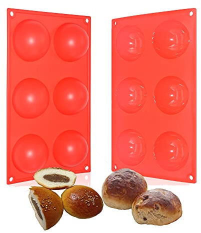 Bangp Silikon Formen Kuppel BackgeschirrEinstellen, 6 Löcher Halbkreis Muffin Kuchen Form für Schokolade, Kuchendekoration, Süßigkeiten, Puddingherstellung, Runde Form, Muffin Backformen 2er Set